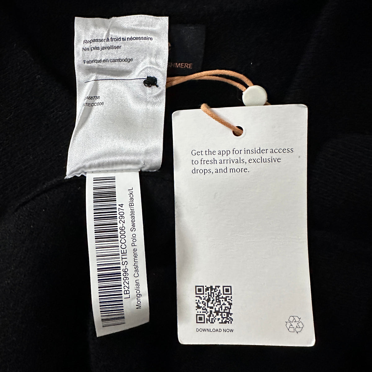 Quince Black 100% Cashmere Knit Polo Sweater Size L