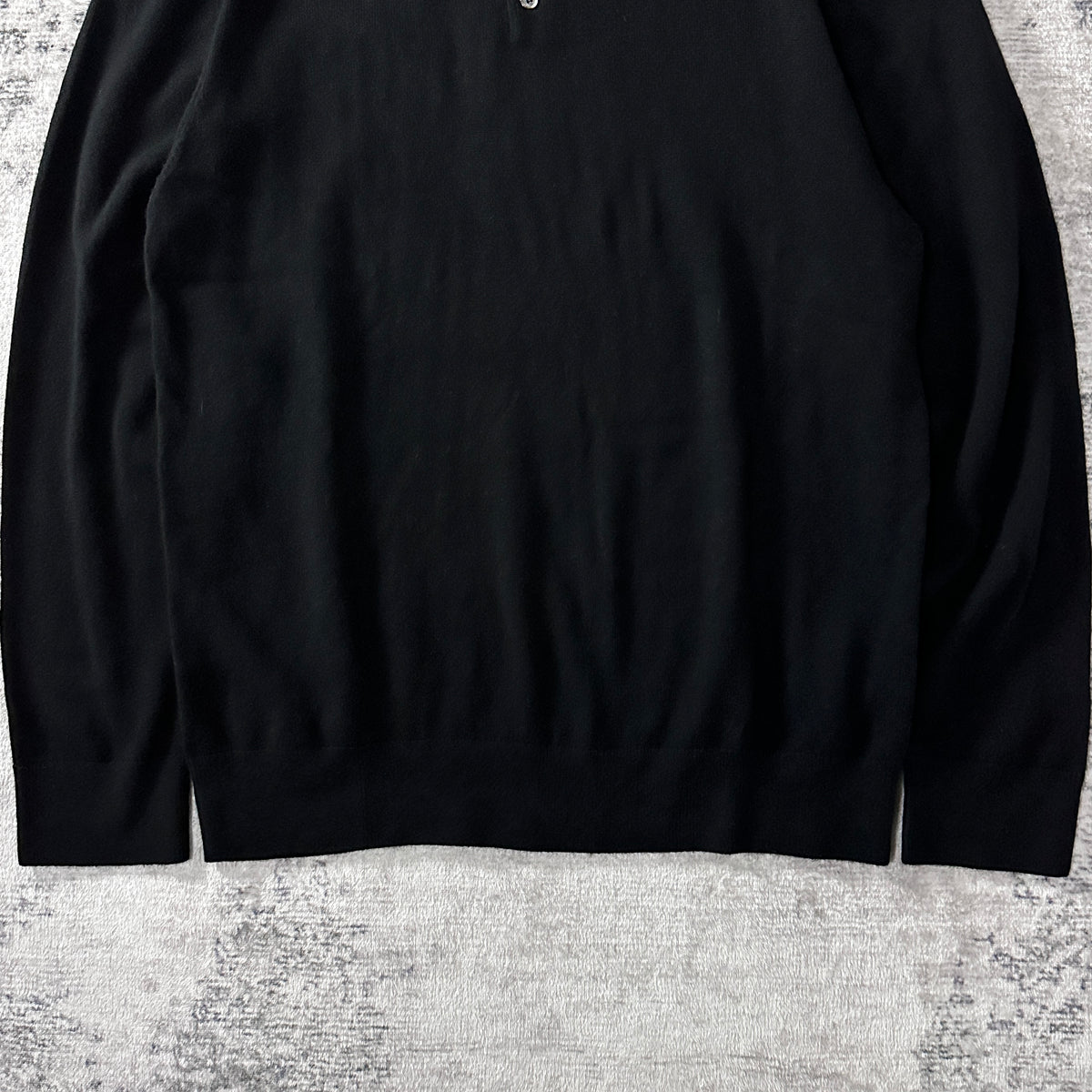 Quince Black 100% Cashmere Knit Polo Sweater Size XL