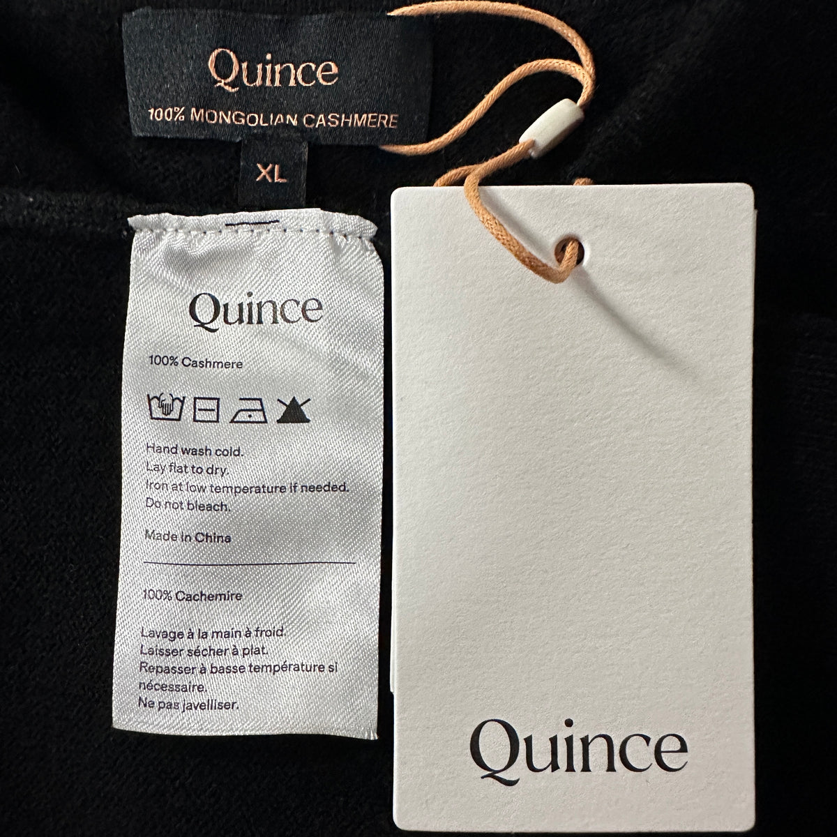 Quince Black 100% Cashmere Knit Polo Sweater Size XL
