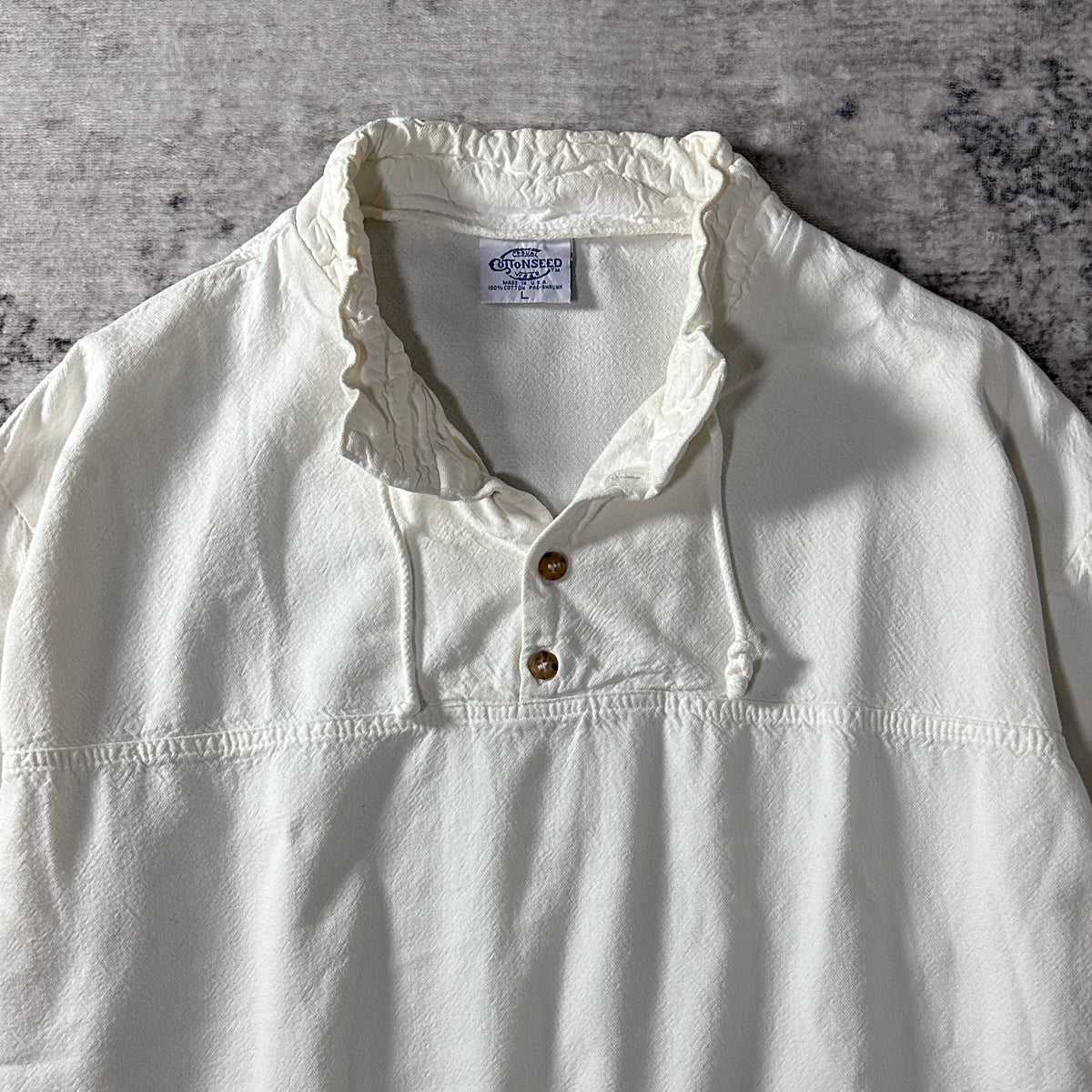Casual Cottonseed Wear White 100% Cotton Pullover Shirt Made in USA Size L