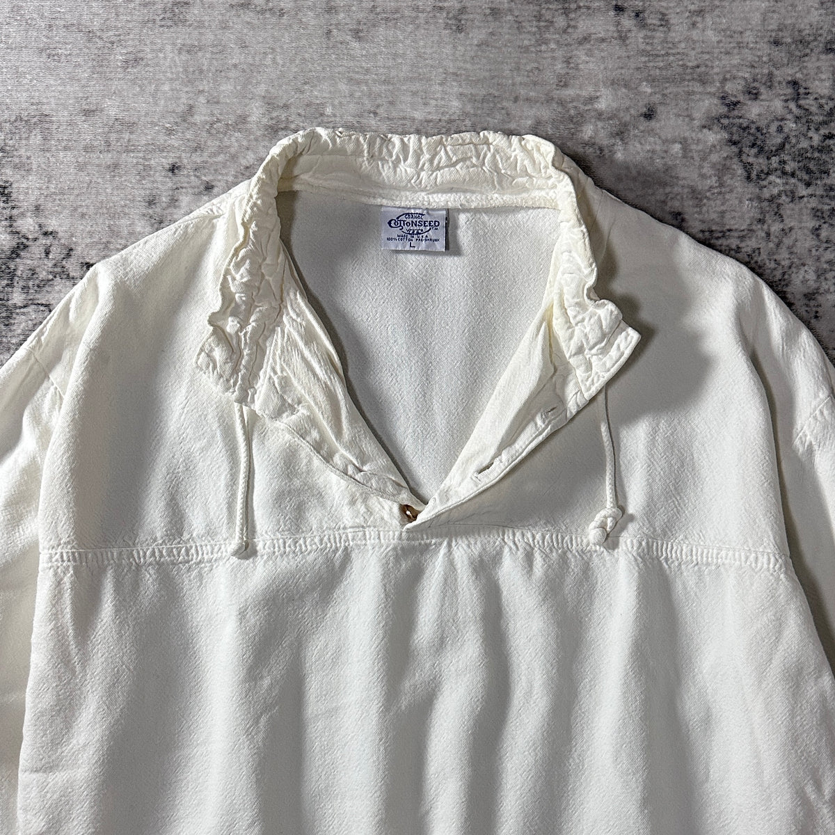 Casual Cottonseed Wear White 100% Cotton Pullover Shirt Made in USA Size L