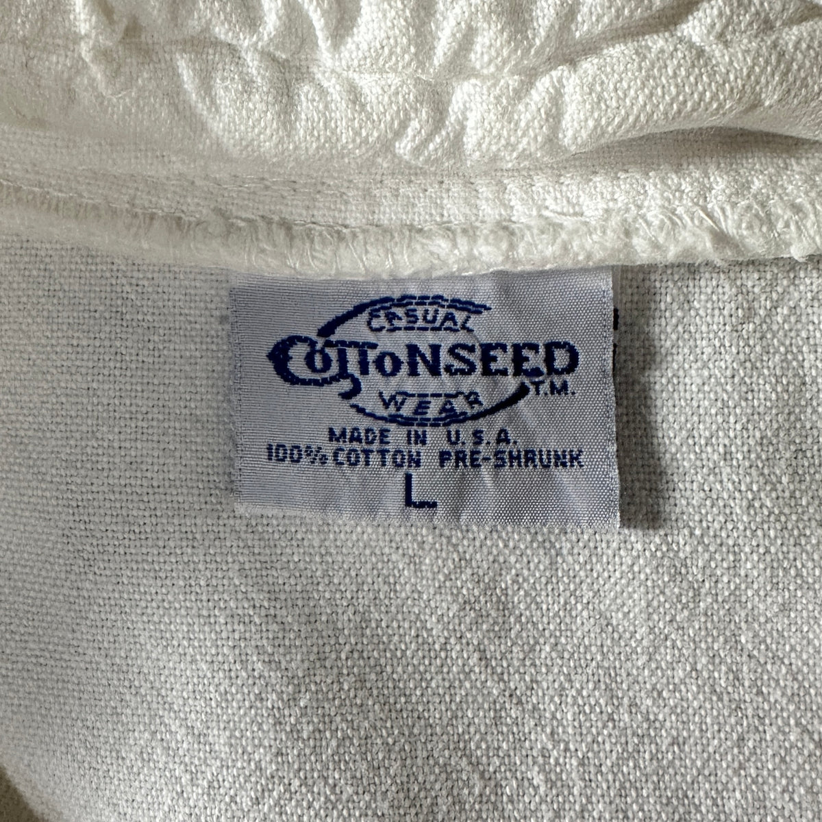 Casual Cottonseed Wear White 100% Cotton Pullover Shirt Made in USA Size L