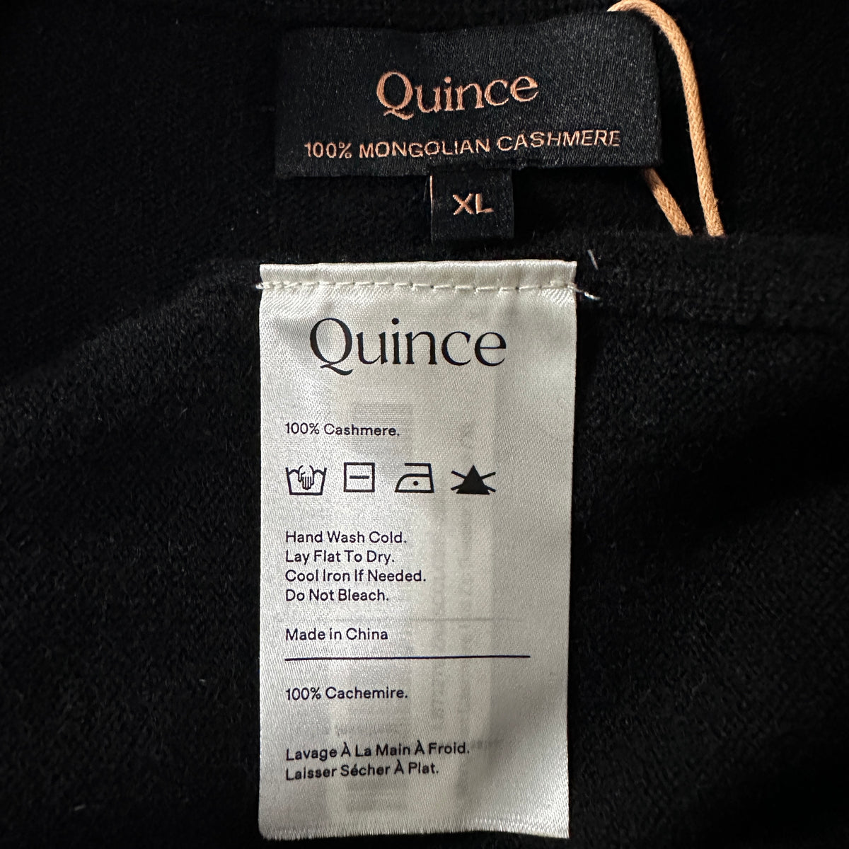 Quince Black 100% Cashmere Full Zip Sweater Size XL