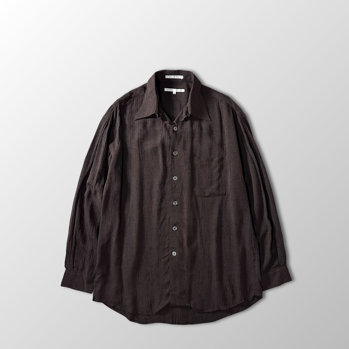 Perry Ellis Brown 100% Rayon Long Sleeve Shirt Size M