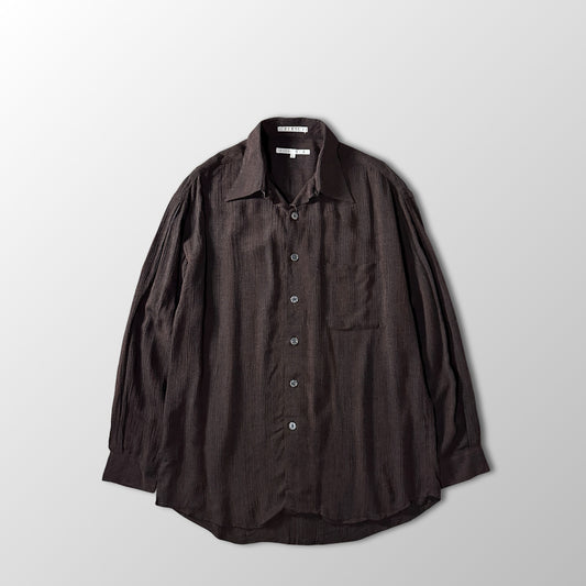 Perry Ellis Brown 100% Rayon Long Sleeve Shirt Size M