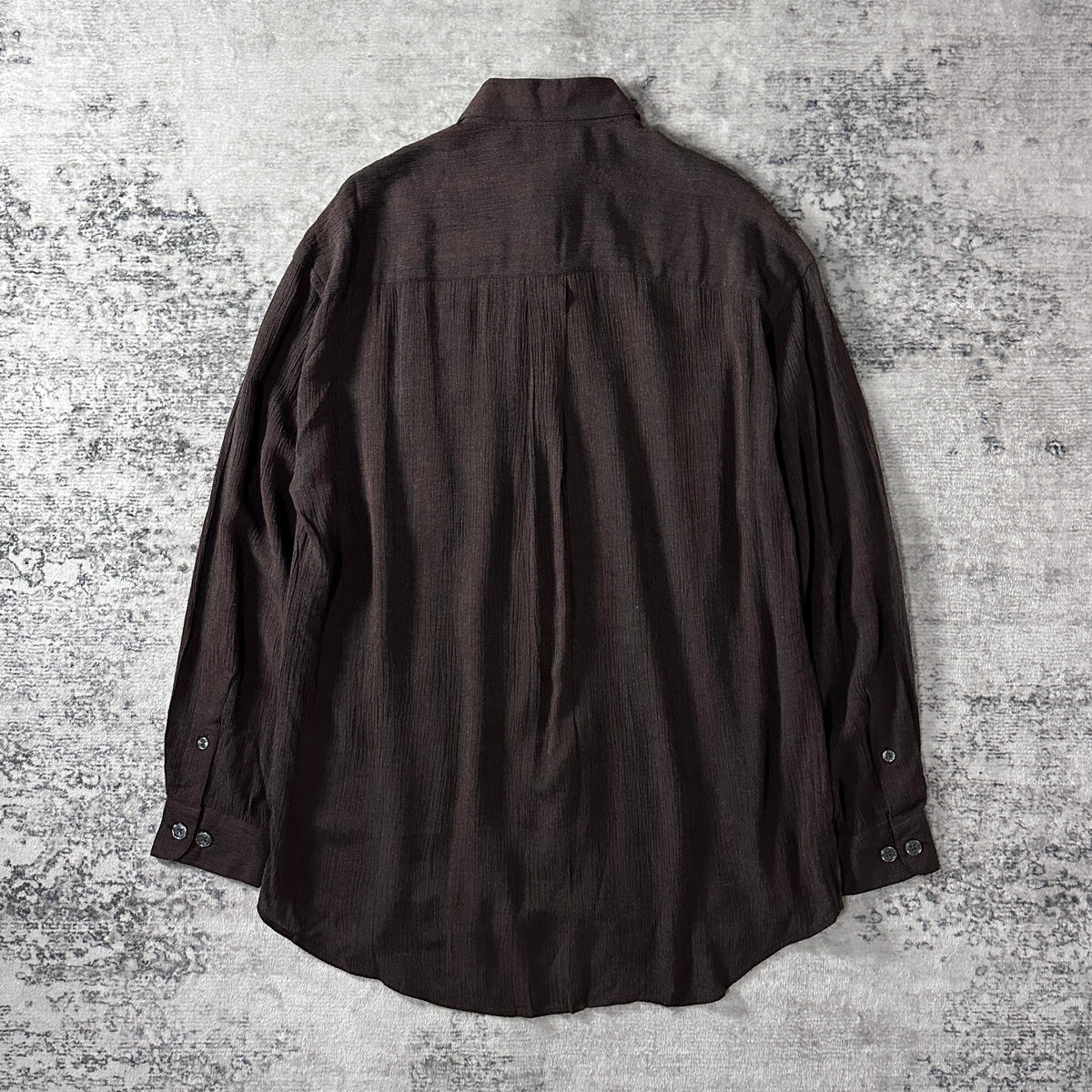 Perry Ellis Brown 100% Rayon Long Sleeve Shirt Size M