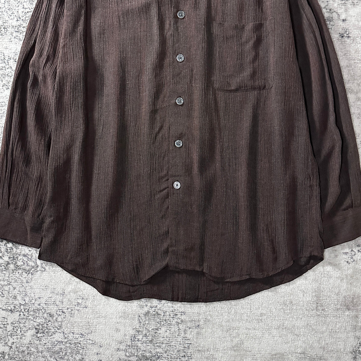 Perry Ellis Brown 100% Rayon Long Sleeve Shirt Size M