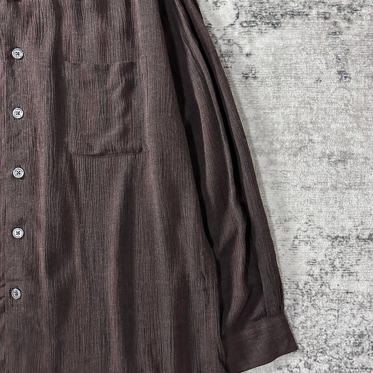 Perry Ellis Brown 100% Rayon Long Sleeve Shirt Size M