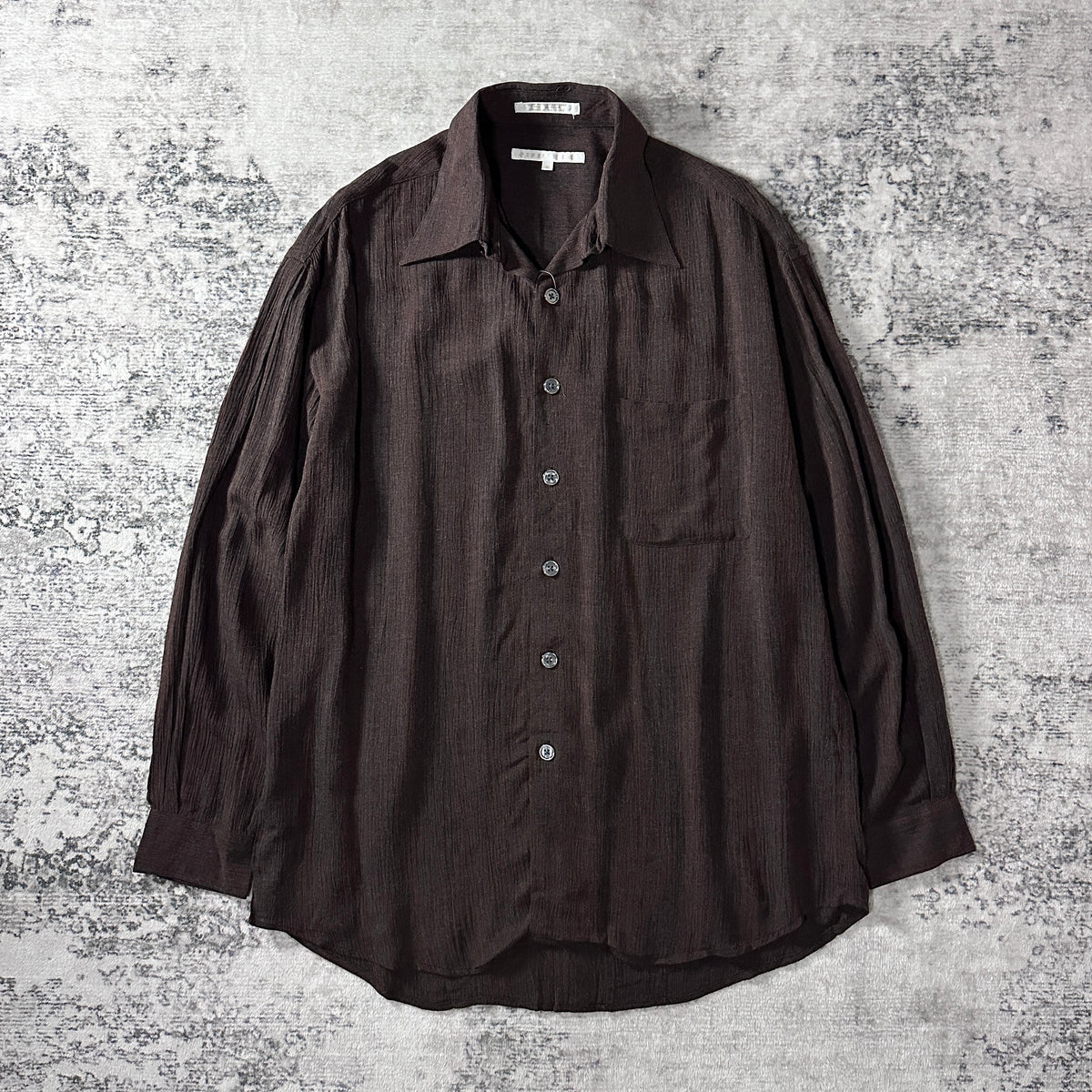 Perry Ellis Brown 100% Rayon Long Sleeve Shirt Size M