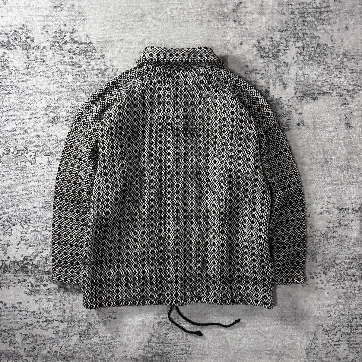 Black Ivory Heathered Heavy Woven Jacket with Drawcord Hem
