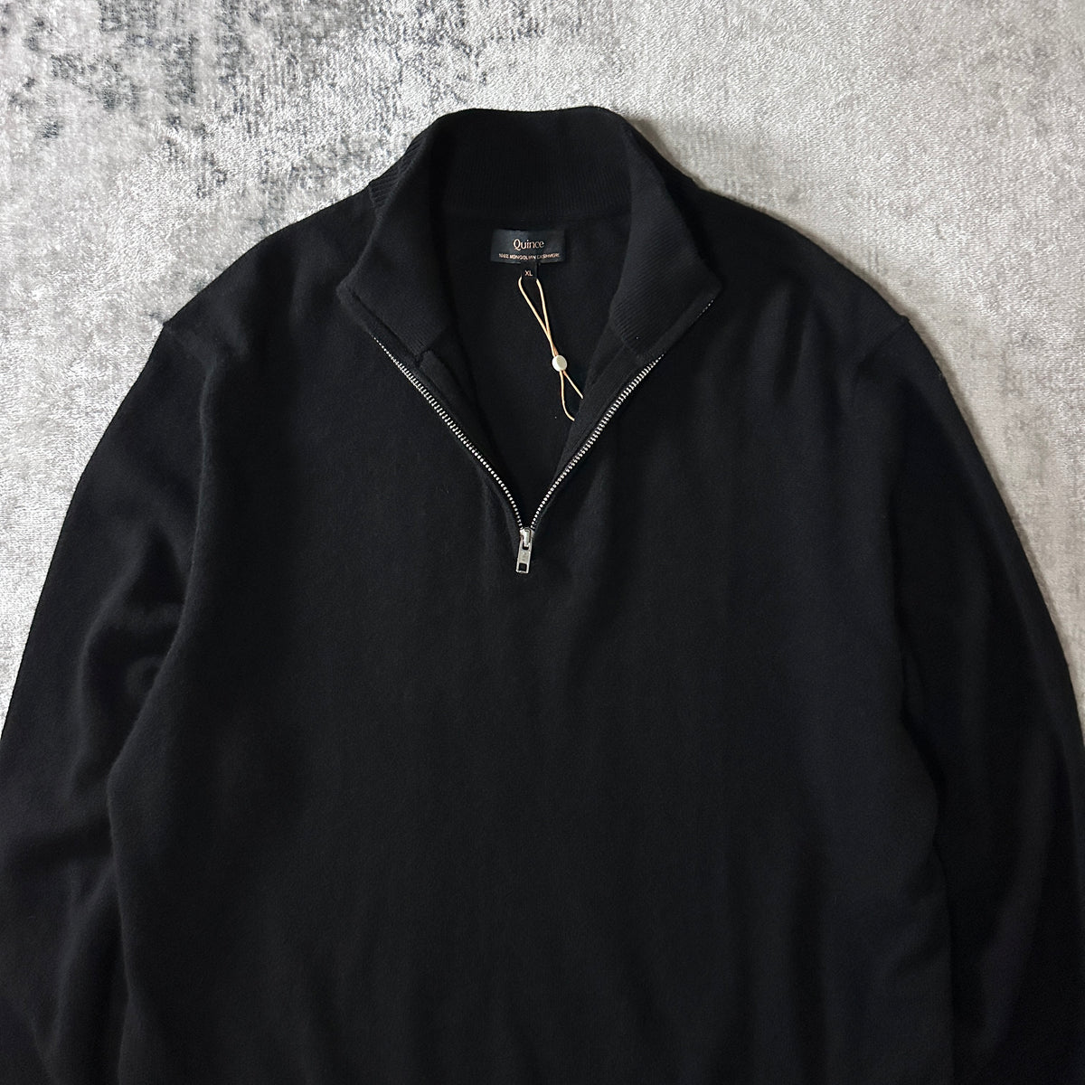 Quince Black 100% Cashmere Quarter Zip Sweater Size XL