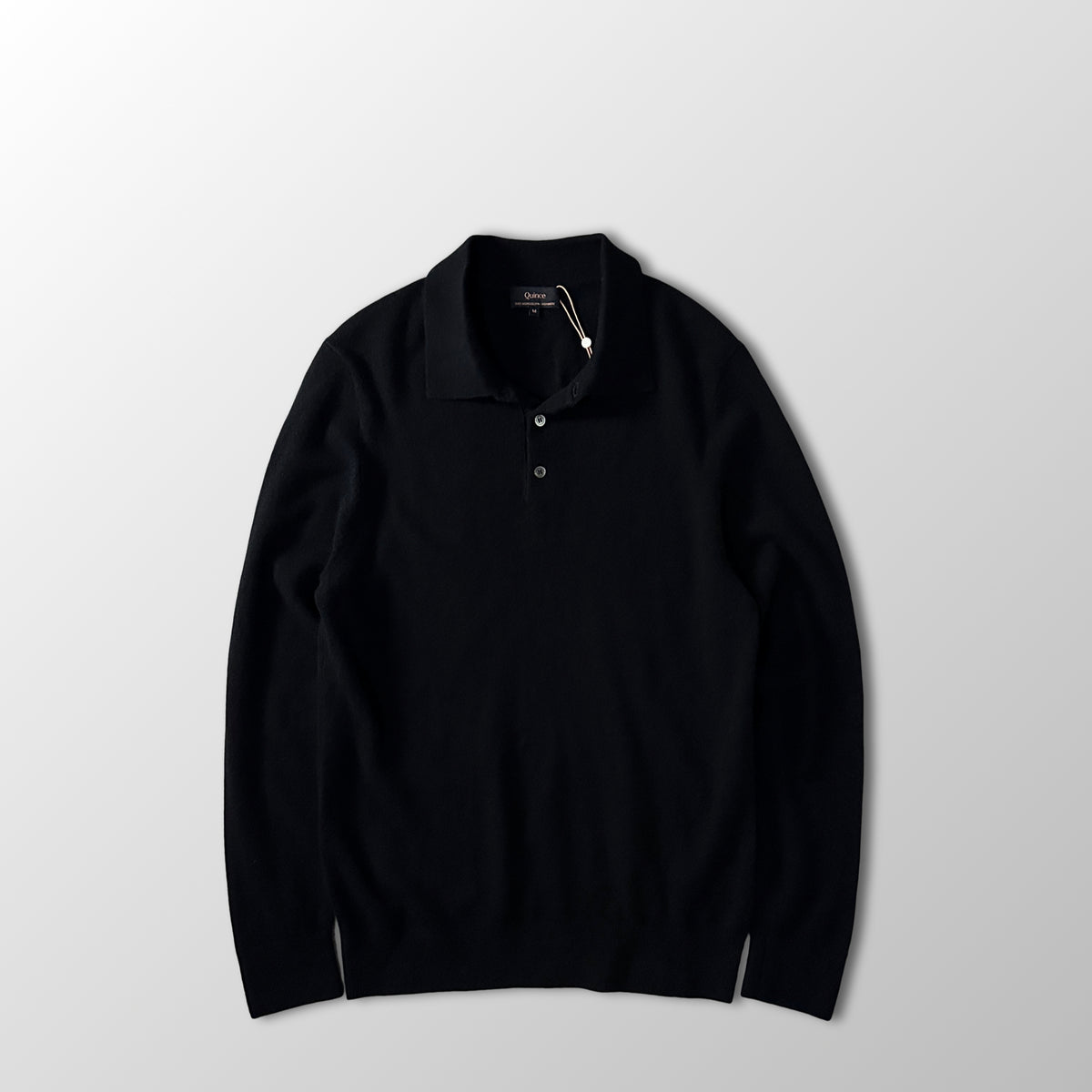 Quince Black 100% Cashmere Knit Polo Sweater Size M