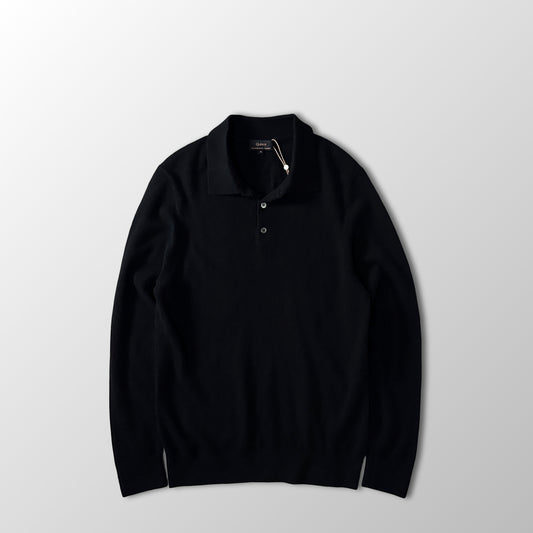 Quince Black 100% Cashmere Knit Polo Sweater Size M