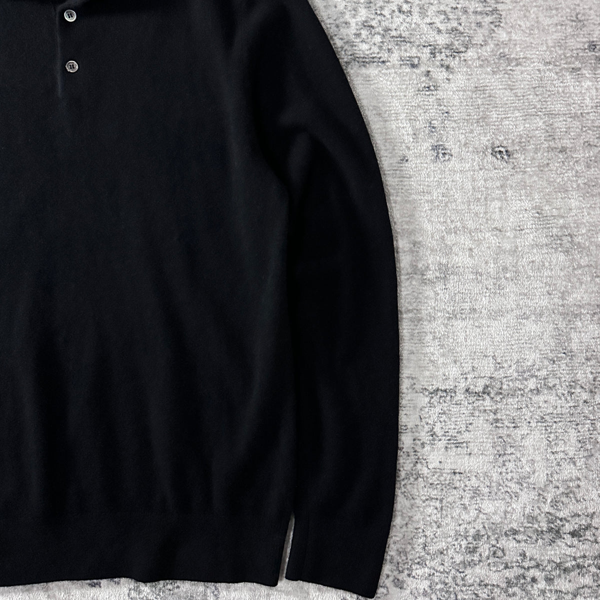 Quince Black 100% Cashmere Knit Polo Sweater Size M