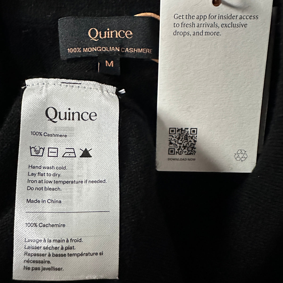 Quince Black 100% Cashmere Knit Polo Sweater Size M