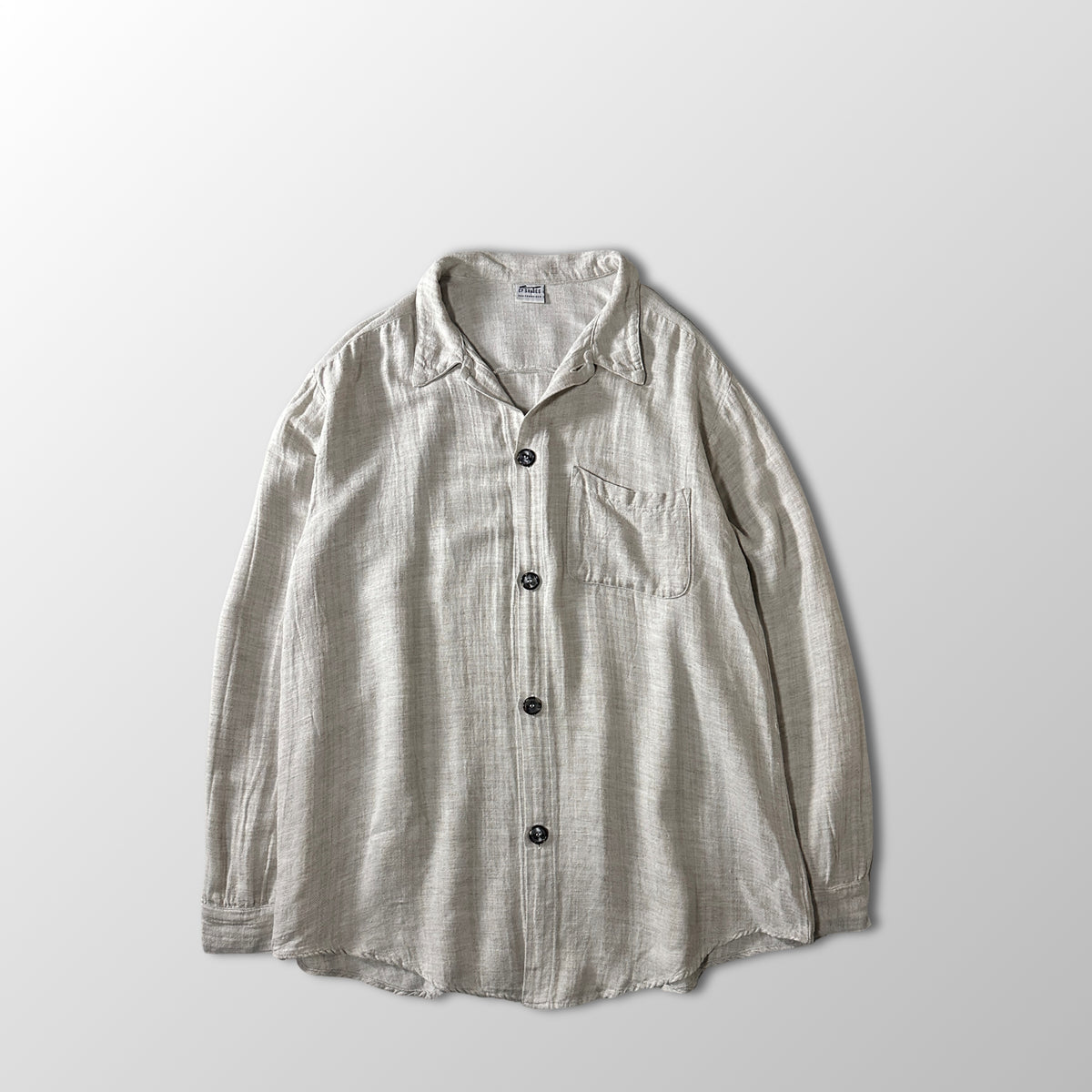 CP Shades Natural Ivory Rayon Linen Herringbone Shirt Size L
