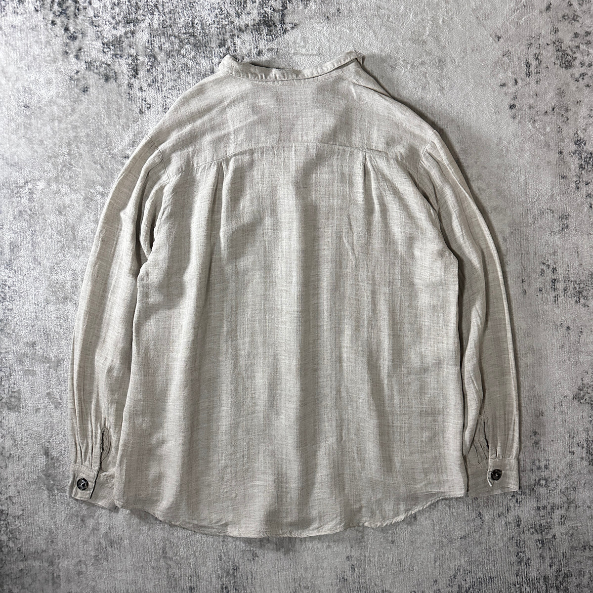 CP Shades Natural Ivory Rayon Linen Herringbone Shirt Size L