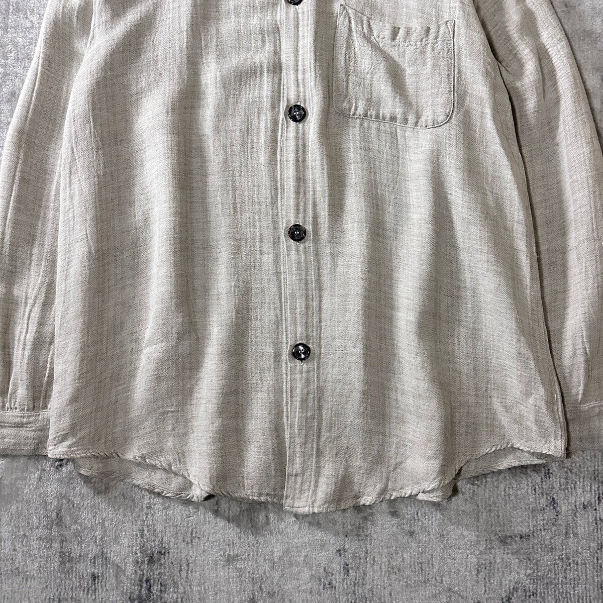 CP Shades Natural Ivory Rayon Linen Herringbone Shirt Size L