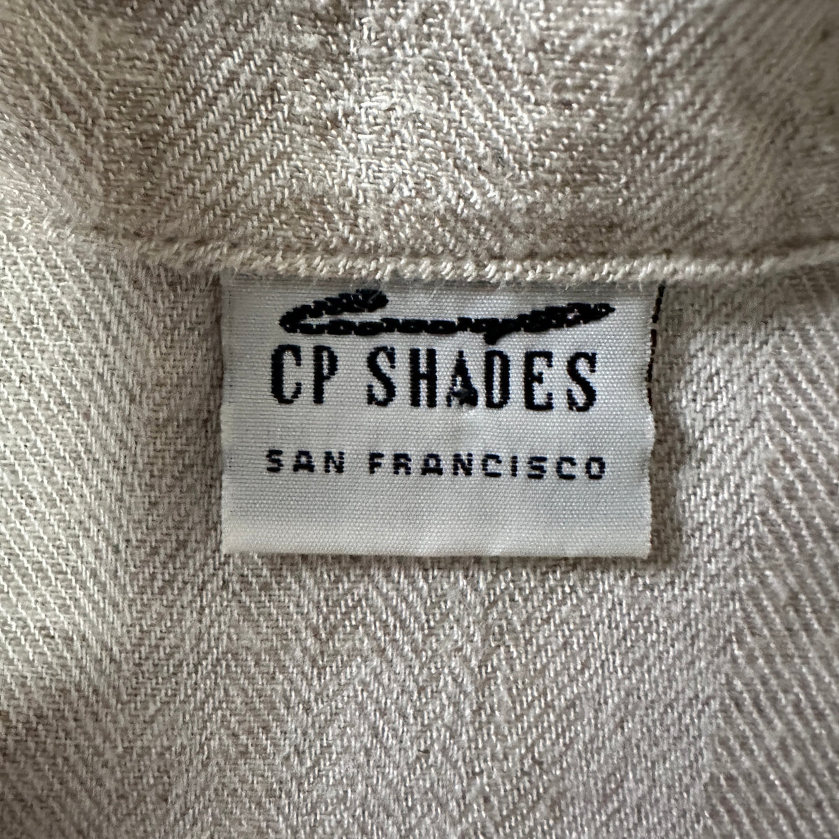 CP Shades Natural Ivory Rayon Linen Herringbone Shirt Size L