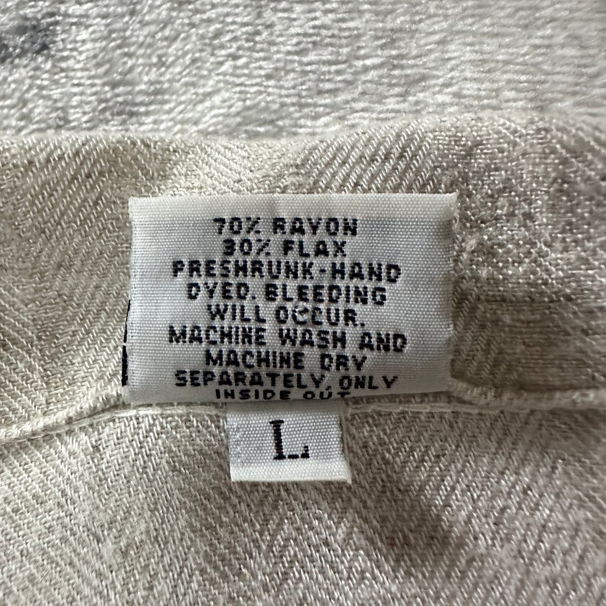 CP Shades Natural Ivory Rayon Linen Herringbone Shirt Size L