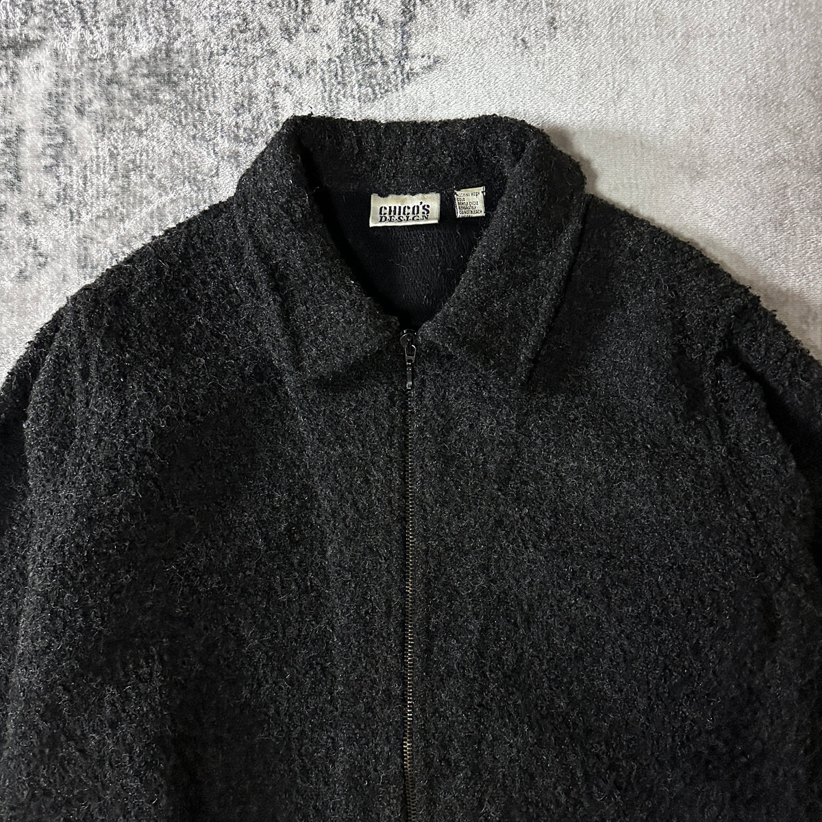 Chico's Black Bouclé Zip Jacket