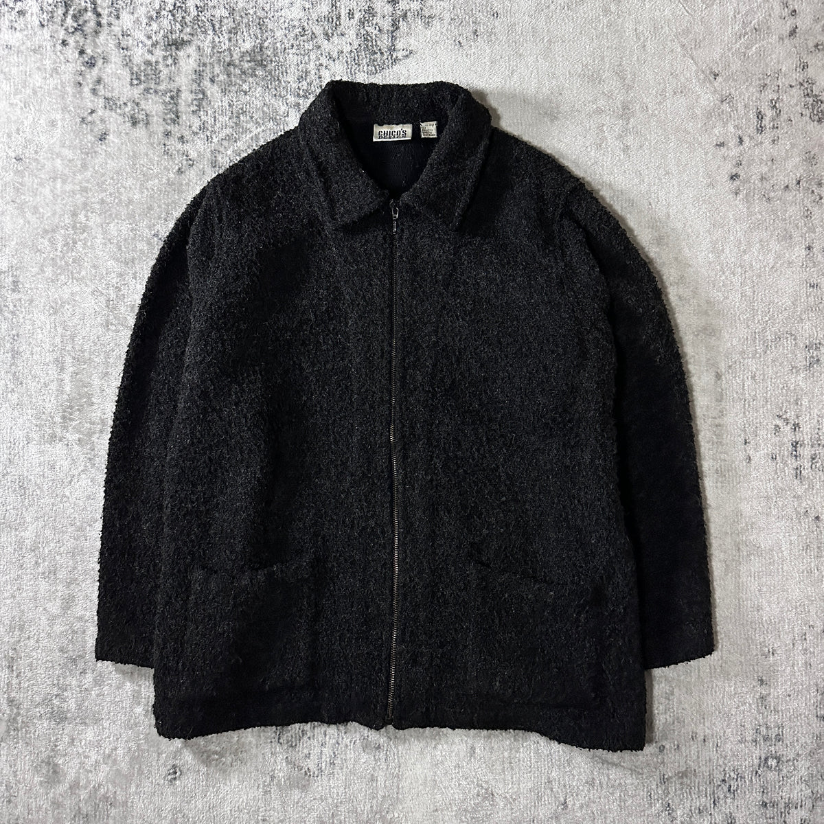 Chico's Black Bouclé Zip Jacket